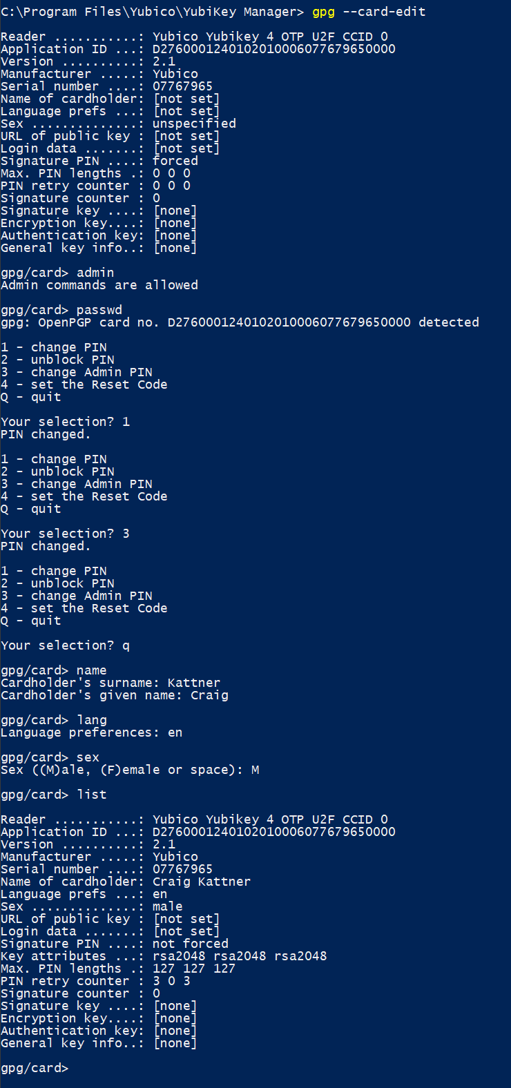 Setting up git code signing with a Yubikey – Craig Kattner – Web Developer from Somewhere