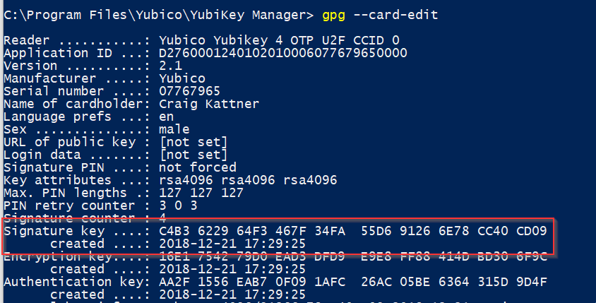 Setting up git code signing with a Yubikey – Craig Kattner – Web Developer from Somewhere